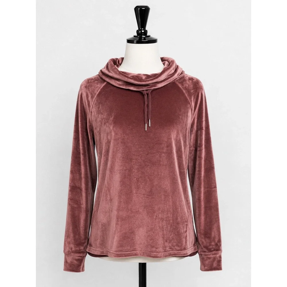 32 Degrees Heat Womens Velour Cowl Neck Pullover Top Decadent Chocolate Small